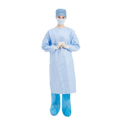 Επίπεδο 4 μπλε μίας χρήσης χειρουργικές εσθήτες Spunlace με την πλεκτή μανσέτα μη που υφαίνεται