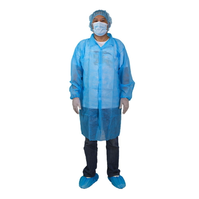 Μπλε ιατρικό μίας χρήσης μη υφανθε'ν νοσοκομείο παλτών PP 30G εργαστηρίων